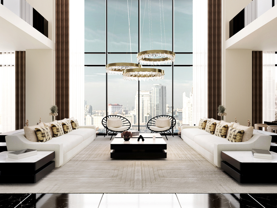 Living Room of The Empire Penthouse in New York - Discover This Opulent and Modern Design