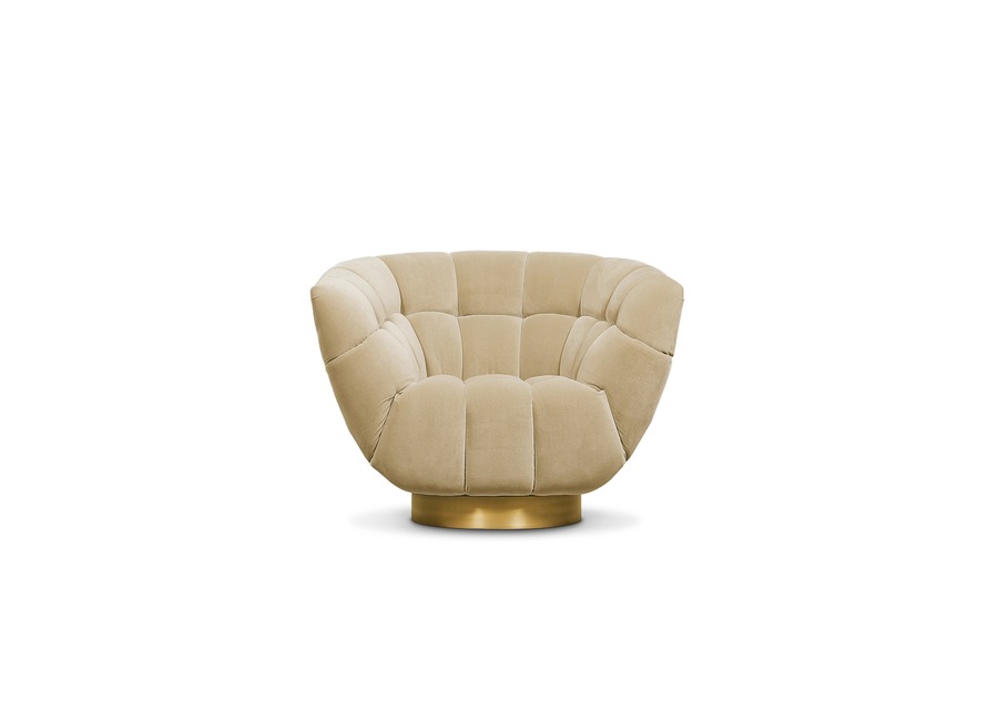 modern accent armchair in beige with round back