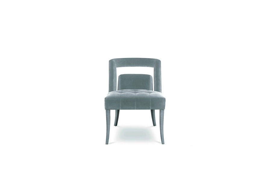 velvet dining chair with round back design