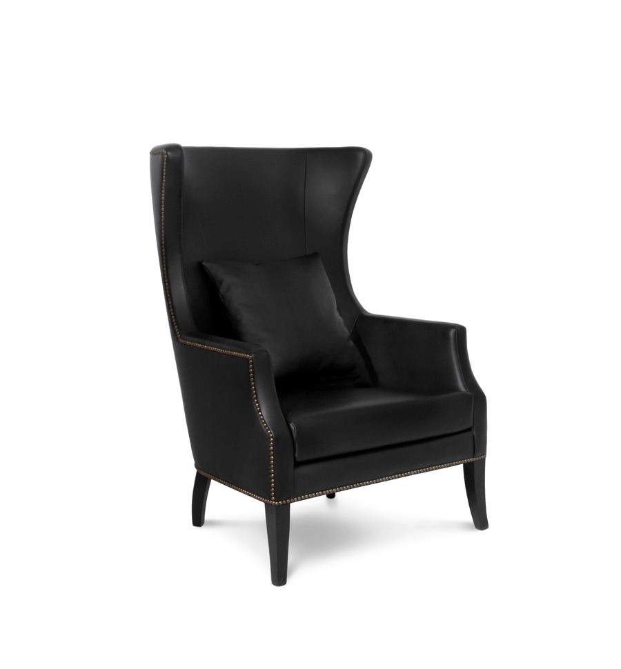 synthetic leather upholstered high-back armchair