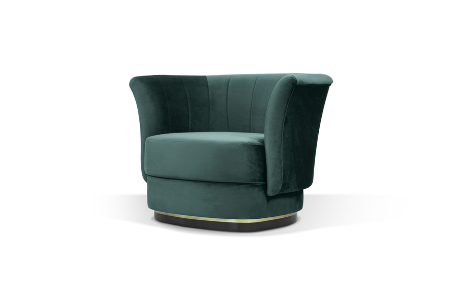 armchair Upholstered in cotton velvet and with a base in glossy aged brass and black glossy lacquered