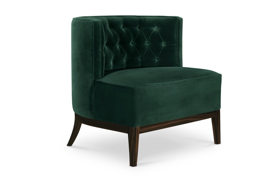 velvet dining chair with button-tufted inner back