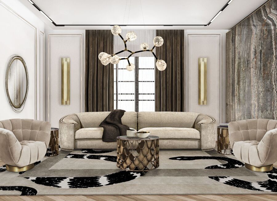 modern beige neutral tones living room design