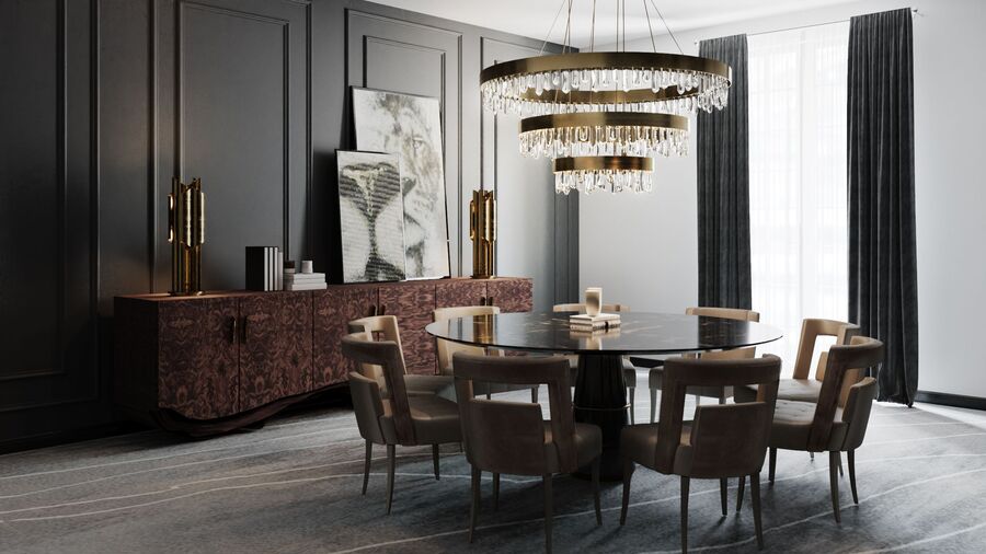 brown and black dining room design