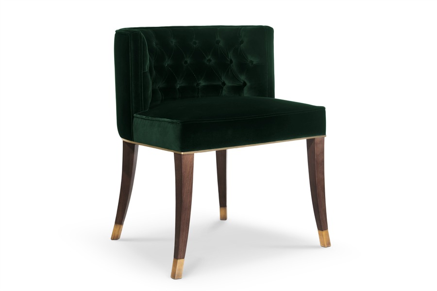round back dining chair in green