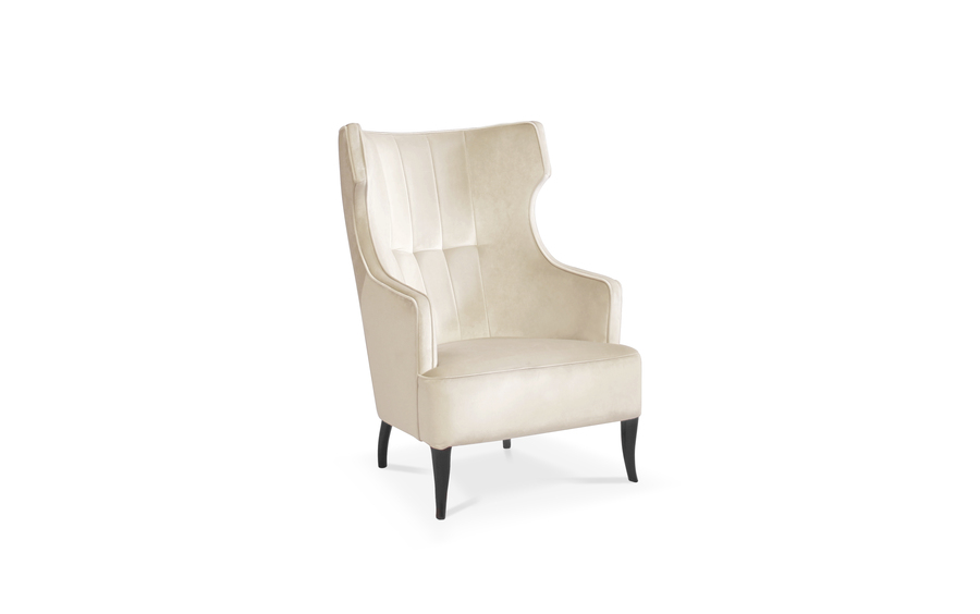 wingback white velvet chair