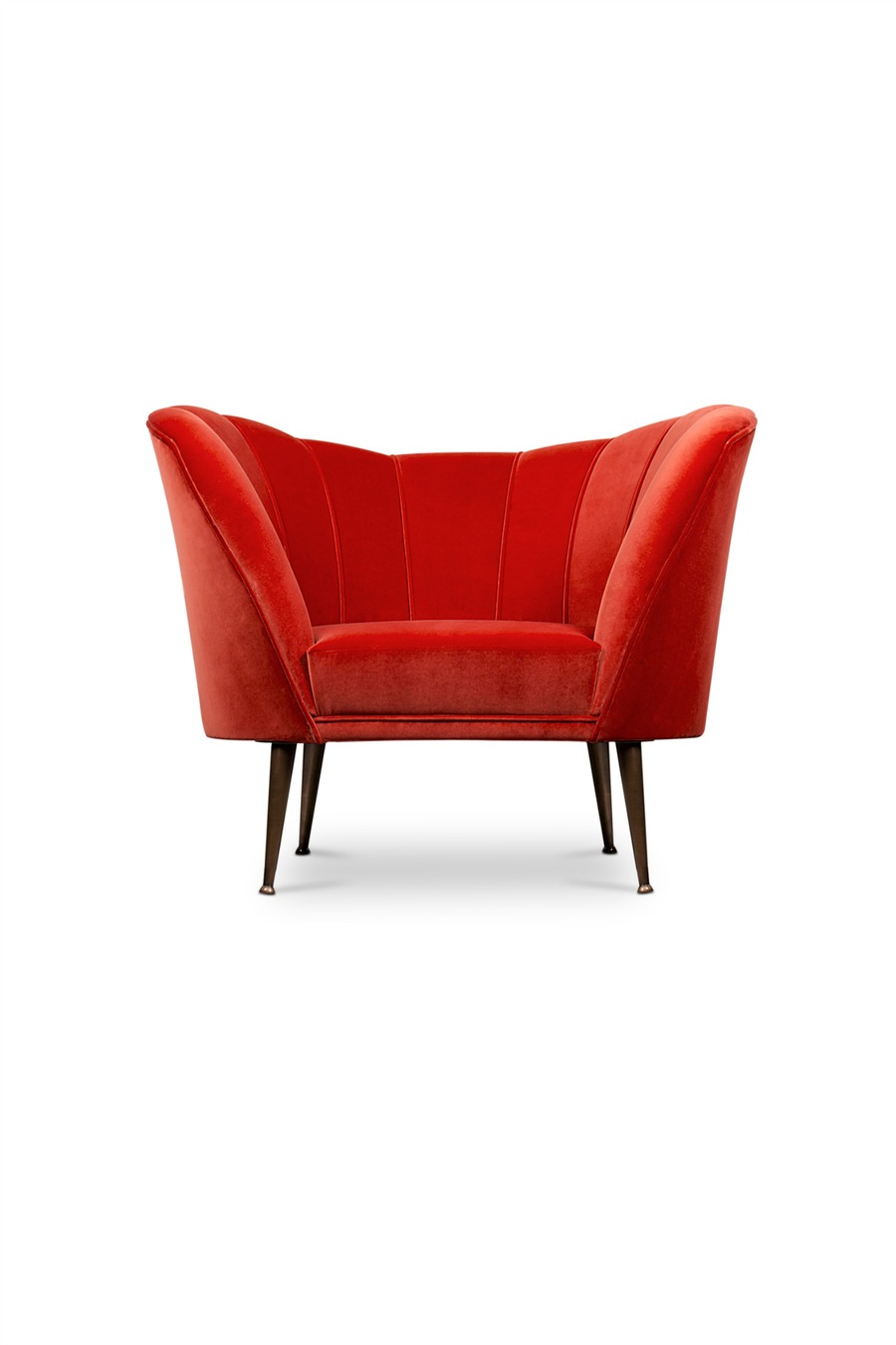 modern red velvet armchair