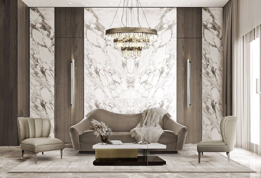 modern grey and marble living room