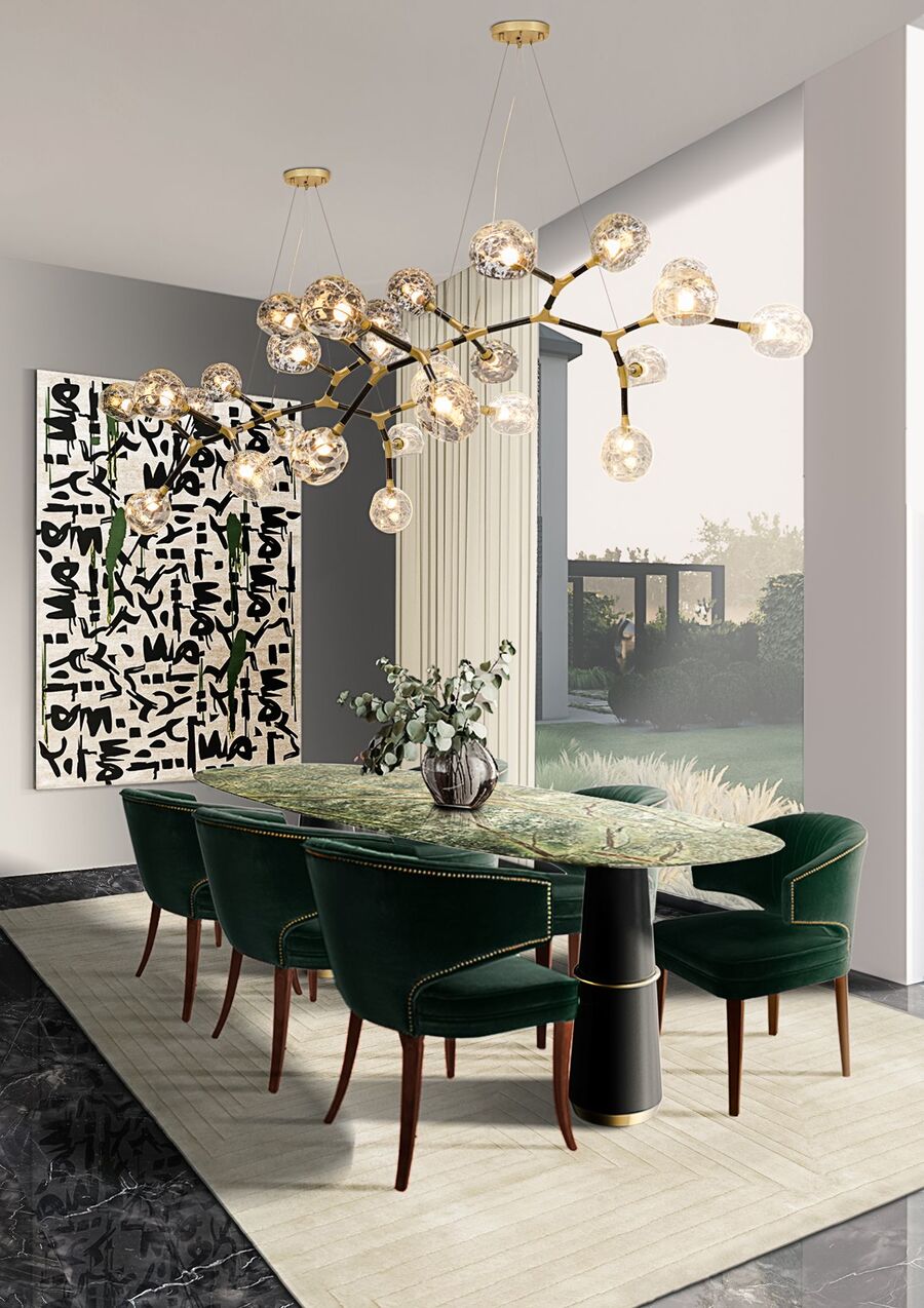 good chair modern dining room in green shades