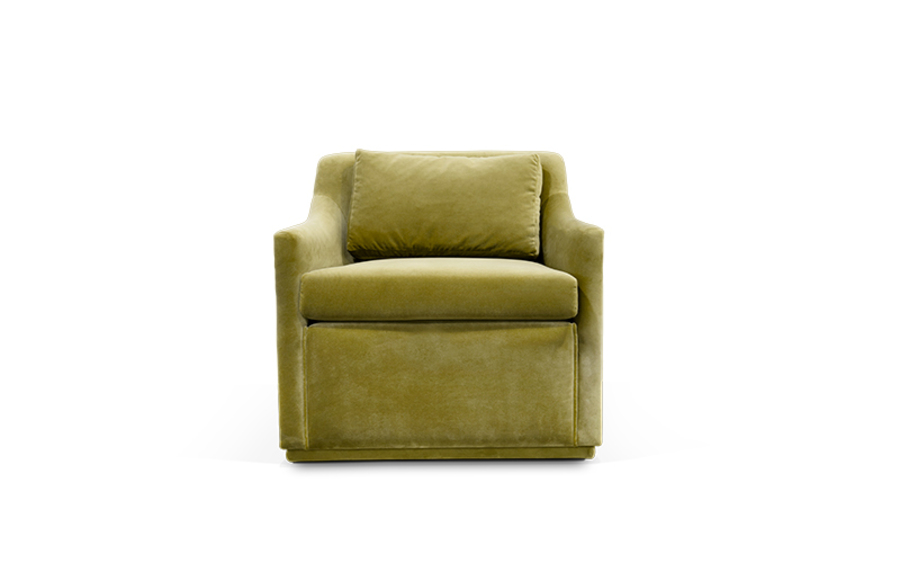 contemporary swivel armchair in green upholstery