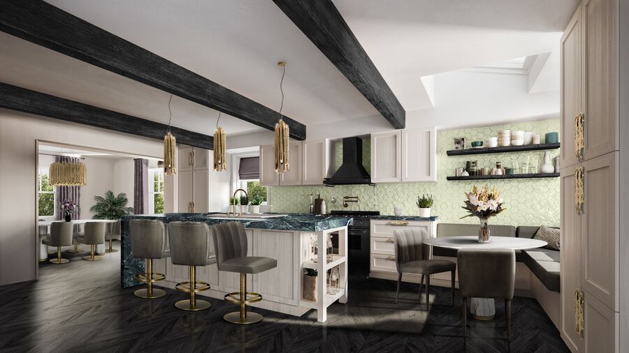 modern kitchen design in grey tones