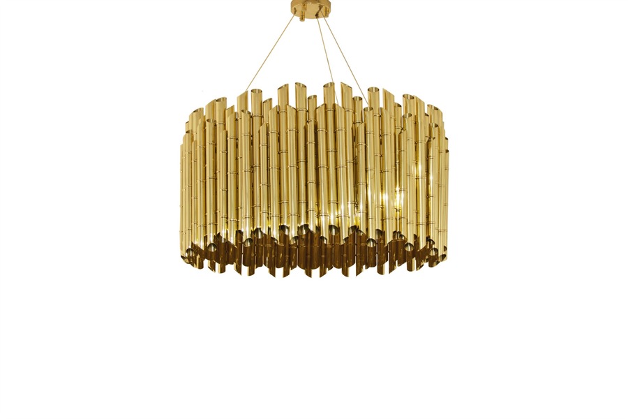 modern suspension light with golden details