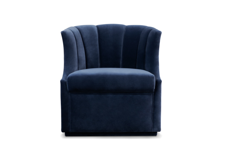 modern swivel armchair in blue