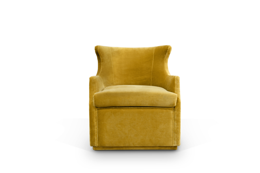 modern swivel armchair in yellow